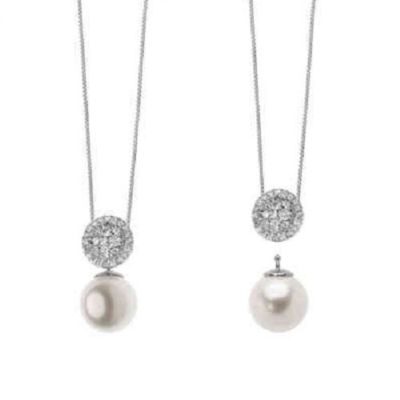 Halskette Anhänger Lichtpunkt Damen Komet GLP 515 18 kt Weißgold Perle Diamanten