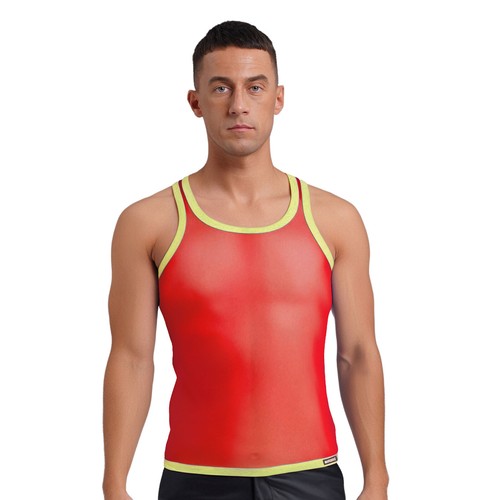 Camiseta sin mangas de malla transparente transpirable para hombre espalda deportiva y de verano - Imagen 27 de 65