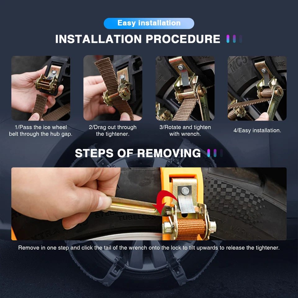 6x Cadenas antideslizantes de emergencia para llantas de coche para Ford Fusion Focus Fiesta Foto 4 de 4