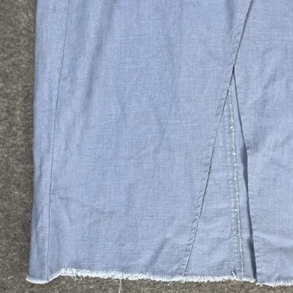 Anthropologie Moon River Linen Blend Maxi Skirt Sz M Periwinkle Blue Front Slit - Image 2 of 4