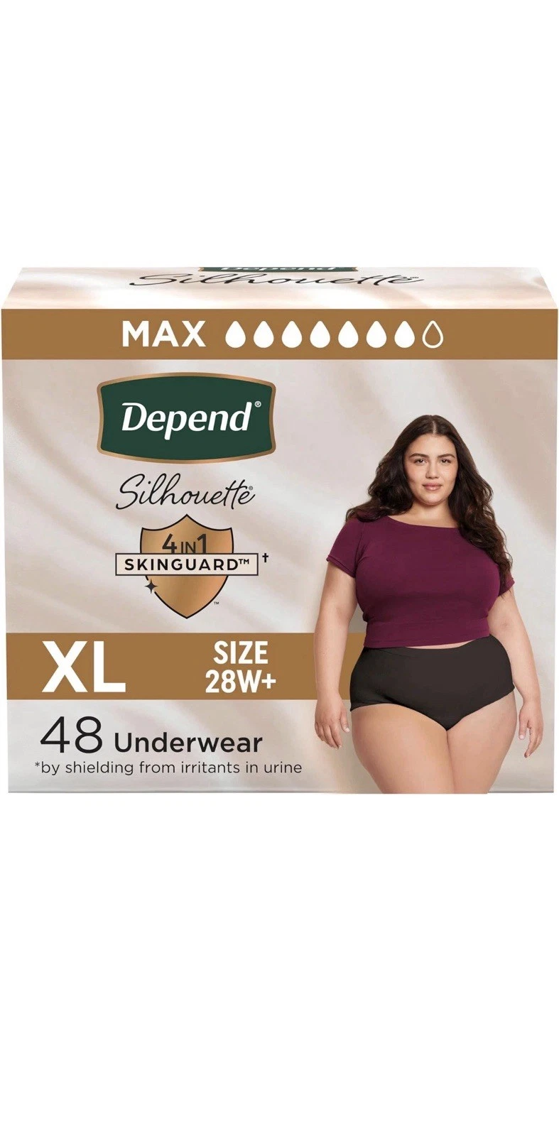Depend Silhouette Adult Diapers Underwear Woman’s Extra Large, Pink, 48 Count
