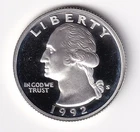 1992 S Silver Proof Washington Quarter from Silver Proof Set #578