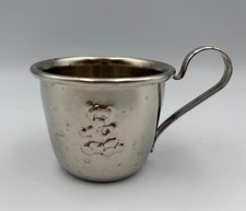 Unisex Baby Cup Silver Plated Embossed Teddy Bear Nursery Keepsake Gift Decor