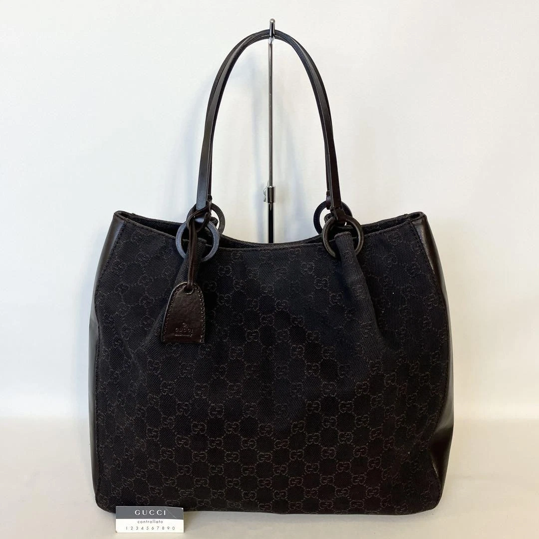 Sac fourre tout Gucci Gg toile marron foncé créateur sac à main femme bandoulière quotidienne
