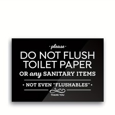 Metal Tin Bathroom Sign Do Not Flush Toilet Paper Restroom Warning Wall Decor