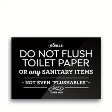 Metal Tin Bathroom Sign Do Not Flush Toilet Paper Restroom Warning Wall Decor