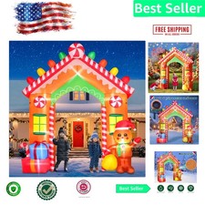 Colorful 9FT Christmas Inflatable Archway with Built-in LED Lighting for Gardens