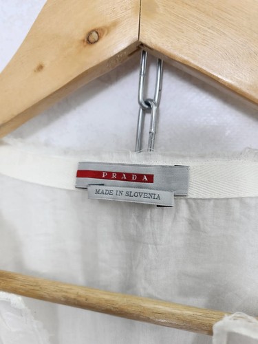 Blusa rara Prada cuello en V lengüeta blusa camisa talla S - Imagen 7 de 9