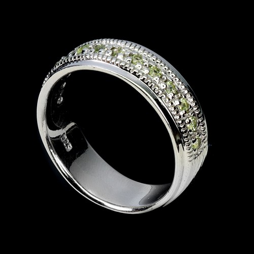 925 Sterling Silver Ring Round Peridot Natural Gemstone Jewelry Size 8.5 - Picture 3 of 13