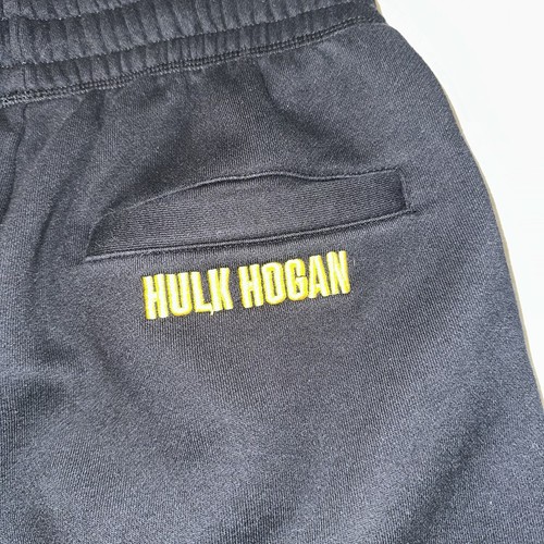 WWE x Shoe Palace Hulk Hogan Shorts Sz Medium Fleece Black Yellow Hulkamania - Picture 11 of 15