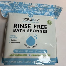 Scrubzz Rinse Free Bath Sponges 25 Pack Bath Alternative Just Add Water