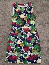Boden Retro Pocket Shift Dress Multicolor Floral Print Sleeveless Size 10L *read