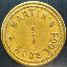 **Merchant Trade Token**MARTIN'S POOL HALL**Wood Lake Minn**GF5Cents**22mm/Br