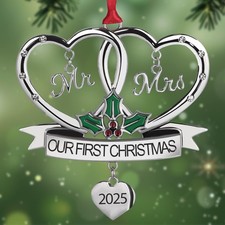 2025 Metal Wedding Gifts for Couples, Our First Christmas As Mr and Mrs Ornam...