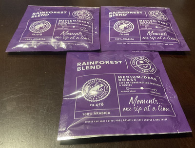 The Coffee Bean & Tea Leaf lot of 3 Coffee Pods 3 Rainforest Blend Medium/Dark