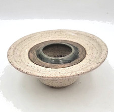 IKEBANA VASE Art Pottery with Metal Flower Frog Arranger EUC