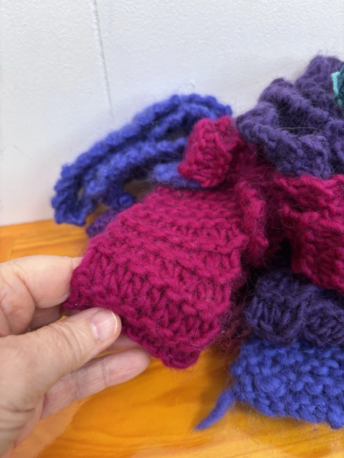 Mixed Lot Of Abandoned Knitting Projects Variety Unfinished Colorful Scrap Yarn image 1
