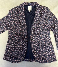 Lauren Conrad Women's XS Blazer Floral Dark Blue