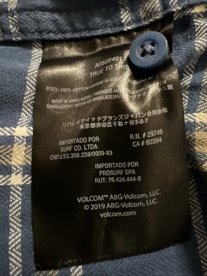 Volcom Men’s Size Medium Blue And Yellow Lotto Flannel LS NWT - Image 2 of 4