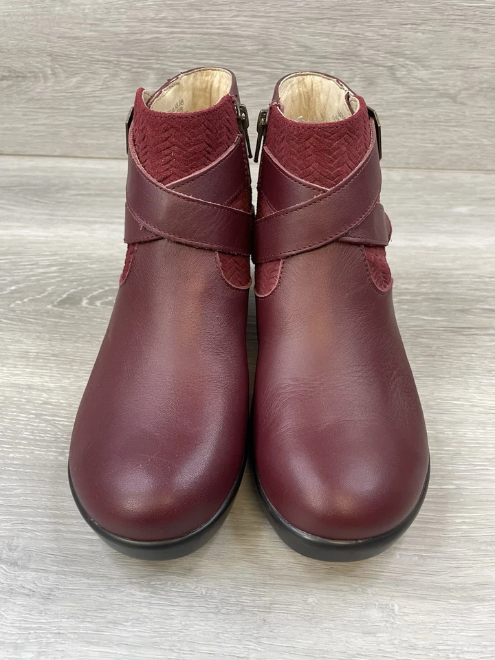 Женские ботильоны Alegria Eva бордовая кожа 7,5 комфортные на танкетке на молнии - Изображение 2 из 4
