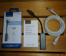 Insignia USB To Ethernet Adapter, USB 3.0 To Ethernet 1Gbps, w/5' Ethernet Cable