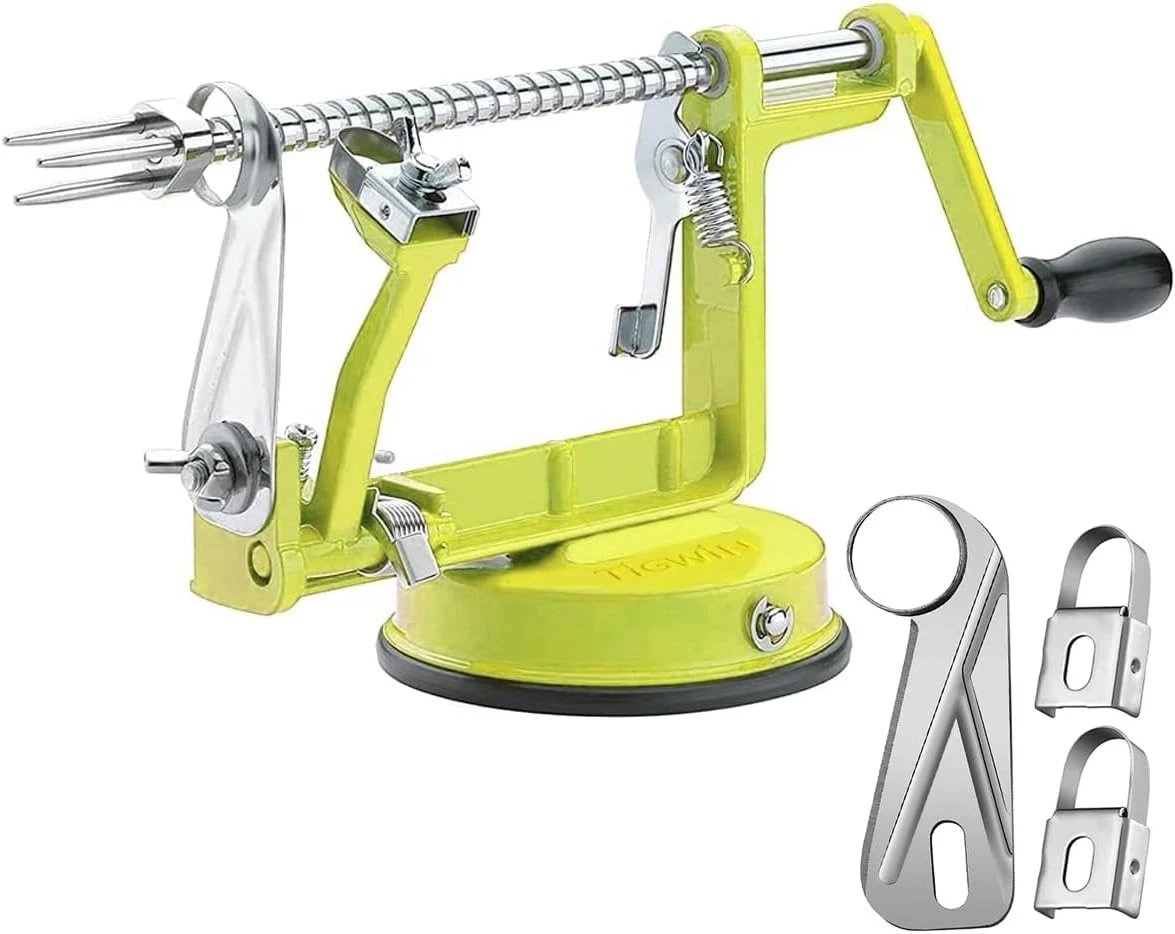 Apple peeler corer chrome magnesium alloy suction base spring green