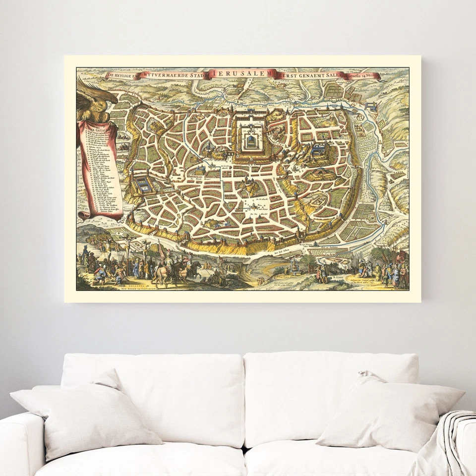 Antiguo Mapa de Jerusalén 1648 - Decoración de Pared Arte Israel Vintage Pr Foto 3 de 4