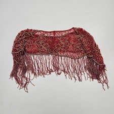 Red Beaded and Sequined Cape - Flapper Style