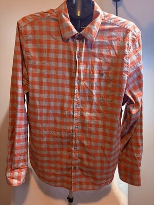 Flag & Anthem MadeFlex Men's L Orange/White Check Long Sleeve Stretch Shirt