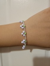 Glass Beads Blueberry Design Bracelet Stretch 17-19cm Hand Made
