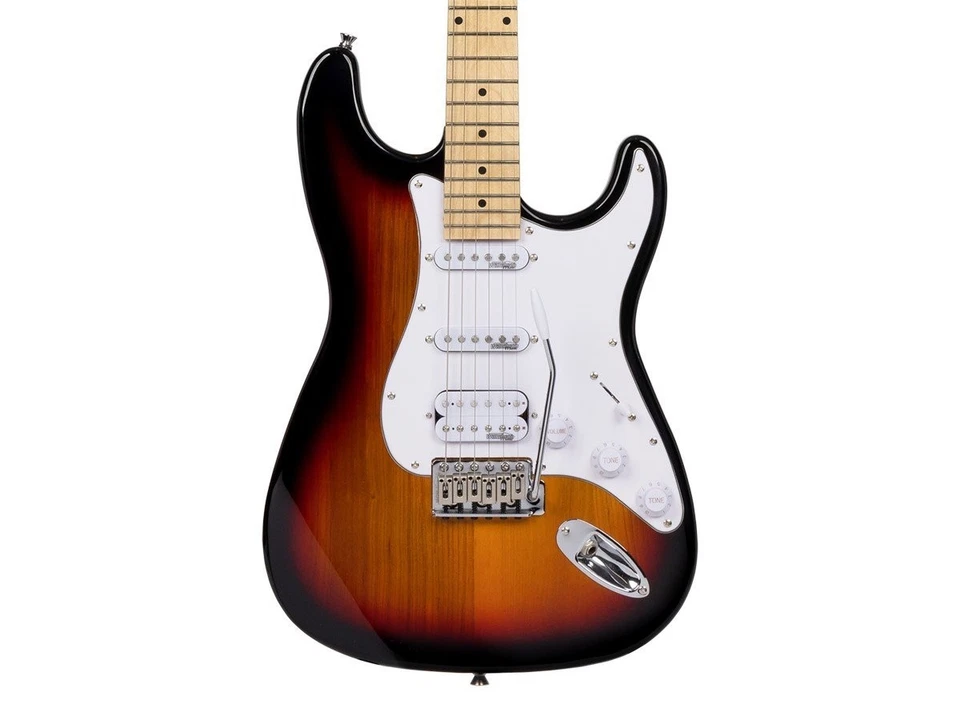 Indio by Monoprice Cali DLX Plus HSS Electric Guitar with Gig Bag - Sunburst Ash - Image 3 of 4