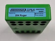38287 REDDING TYPE-S MATCH BUSHING NECK DIE SET - 204 RUGER - BRAND NEW