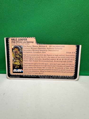 Vintage GI Joe ARAH 1984 Ripcord 100% COMPLETE + FILE CARD EXCELLENT CONDITION - Picture 6 of 7