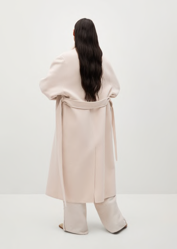 MANGO (Zara Group) Ecru Off White Wide Lapel Handmade Wool