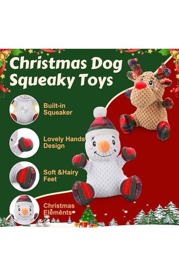 upsky Giocattoli di Natale per Cani con Cigolio, Confezione da 2 Giocattoli per Cani - Foto 2 di 8