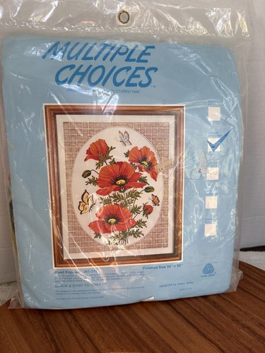 Giant Poppies 01-315 Vintage Crewel Stitchery Embroidery NIP 24×30 Adele Veres