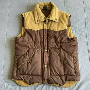 VINTAGE-90S-WEEDS-PUFF-CORDUROY-NYLON-VEST-JACKET-SZ-M-BROWN-AND-TAN-J54