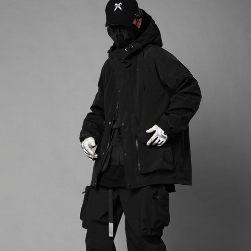 Niepce Giacca Streetwear Giapponese Uomo Urban Techwear Cappotto Completo Cerniera - Foto 28 di 36
