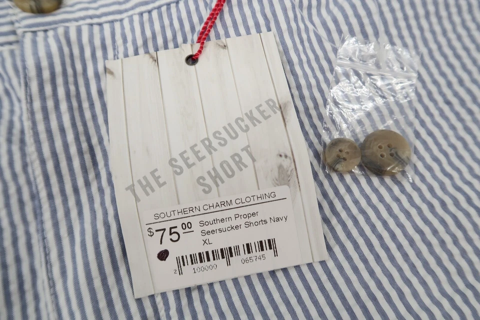 Pantalones Cortos Southern Proper Para Hombre XL Seersucker Azul Blanco Rayas Chino Nuevos con Etiquetas Foto 4 de 4