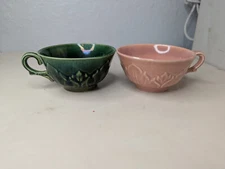 2 - Steubenville Woodfield Dark Green Tropic and Salmon Pink Cups