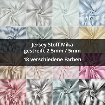 Jersey Stoff Mika, gestreift, 2,5mm und 5mm Streifen (Meterware ab 0,50m)