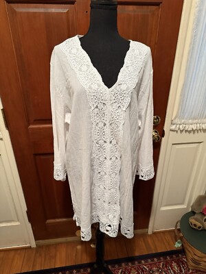 Isaac Mizrahi Daisy Crochet Swim Cover Up Resortwear Sz XLarge Beach Vacation