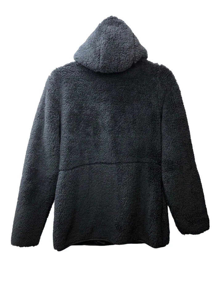 锐步女式小号夏尔巴羊毛夹克全拉链连帽黑色长袖 — 第 2/4 张图片