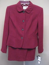 NWT! KASPER Holly Berry Lined Highland Hills No Removable Collar Skirt Suit 4P