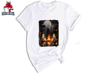 Retro Ghost Book Reading Camping Gothic Halloween Teachers Shirt