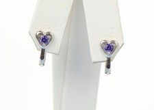 925 Sterling Silver leverback Birthstone Heart Shaped Stud Earrings for Women