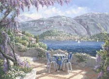 Ceramic Backsplash Tile Mural Water View Landscape - Bellagio Patio