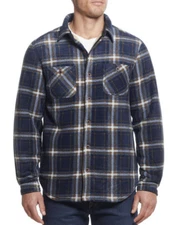 Weatherproof flannel Shirt Jacket, Polar Fleece Mens Medium Maritime Blue NEW