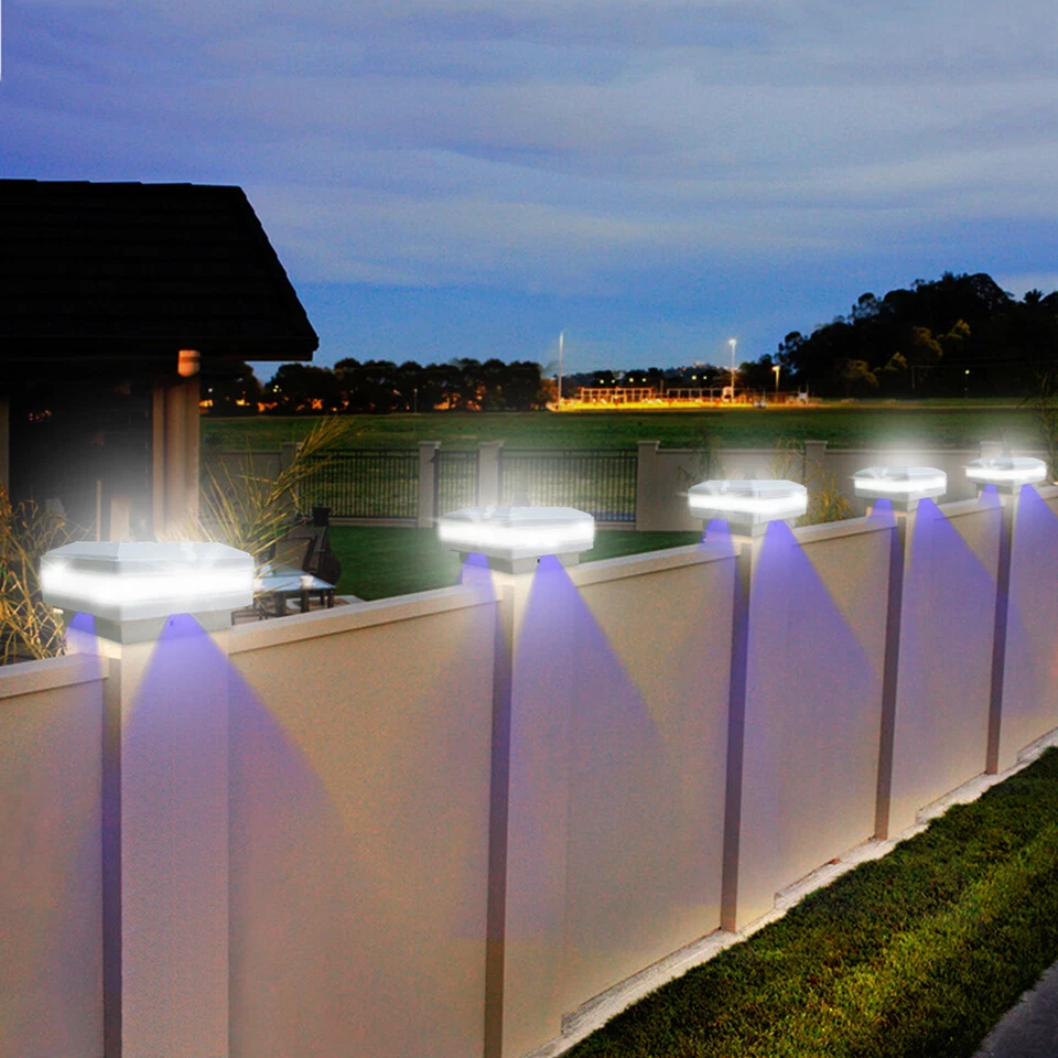 Outdoor Solar Powered LED Deck Post Light Garden Cap Square Fence Lamp 3.5~5.5'' - Image 3 of 4