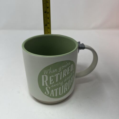 Retirement Coffee Mug Hallmark Gift Cup NEW With Tag Green And Cream In Color - Picture 6 of 7